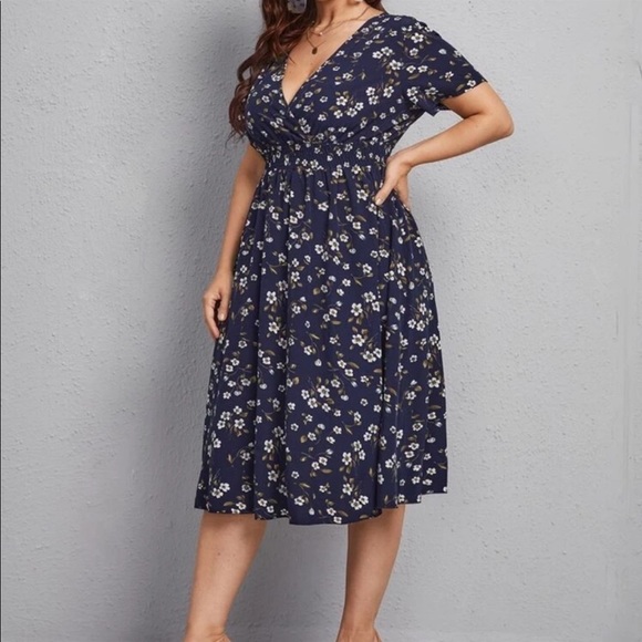 Boho Plus Size Floral Print A Line Dress - Picture 5 of 14